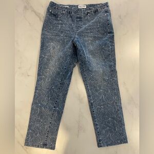 Tribal Jeans Blue Floral Mid Rise Jeans